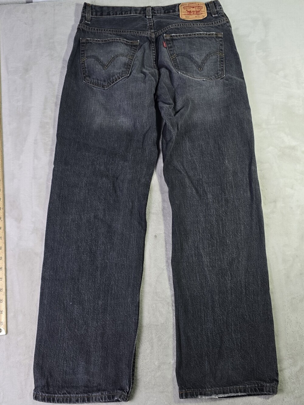 Levi's 559 Relaxed Straight Fit Jeans Men's 32x32 Black Wash Distressed Fade